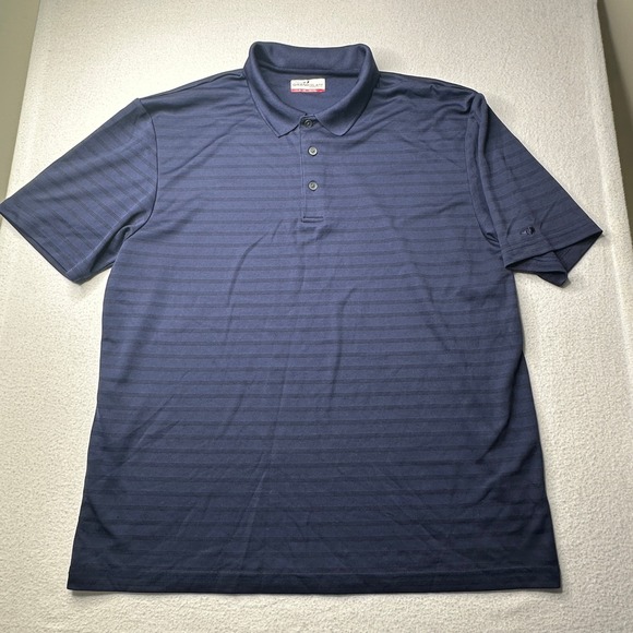 Grand Slam Other - Grand Slam Performance Mens XL Navy Blue Striped Short Sleeve Golf Polo Shirt